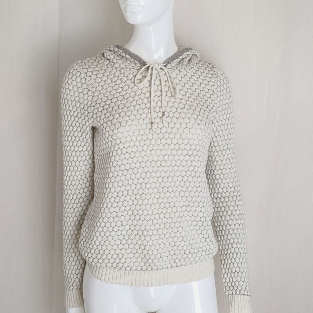 Anthropologie Sleeping On Snow Sweater Small White and Silver